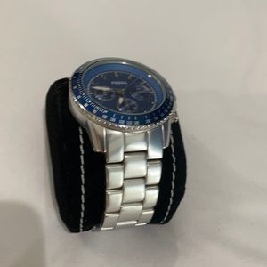 Unisex silver and blue Fossil Watch